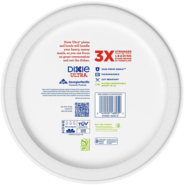 Alt view image 3 of 6 - Dixie Ultra Limited Edition 10" Dinner-Size Paper Plates, 20 Count