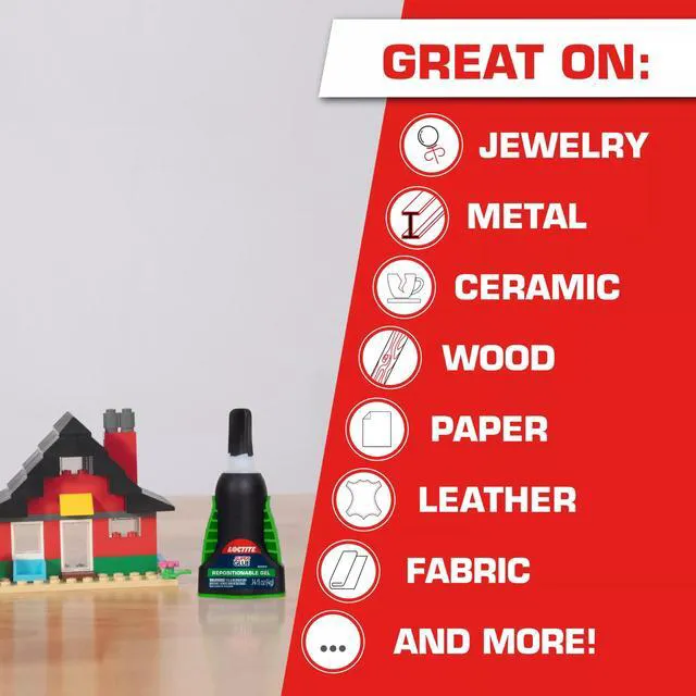 Alt view image 7 of 7 - Loctite Super Glue Repositionable Gel, Clear, 0.14fl oz, 2 Pack, Cyanoacrylate Adhesive for Plastic, Wood, Metal, Crafts & Repair