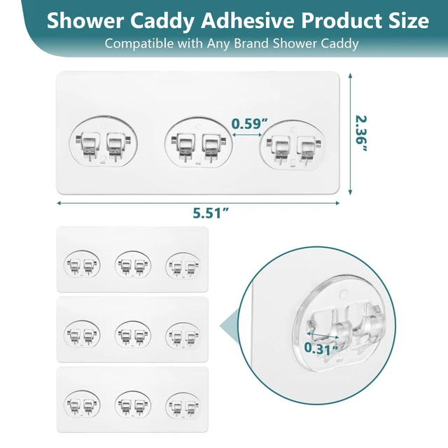 Alt view image 4 of 6 - 8 Pack Strong Adhesive Shower Caddy Hooks Replacement for Corner Shelf Basket, Bathroom Rack, Kitchen Rack, Soap Holder