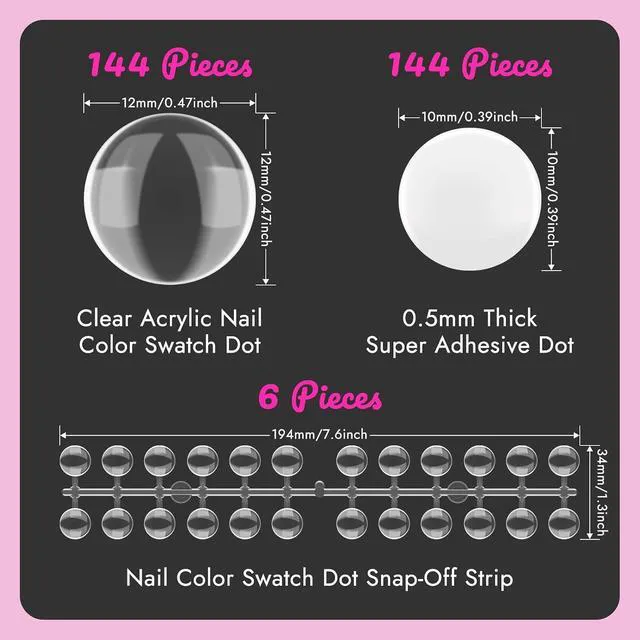 Alt view image 2 of 6 - Finea 144pcs Gel Nail Polish Color Display Swatch Dots Clear with Stickers