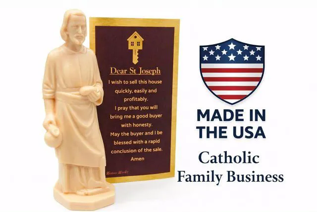 Alt view image 3 of 7 - St Joseph House Selling Statue Kit USA Made with Double Sided Prayer Card