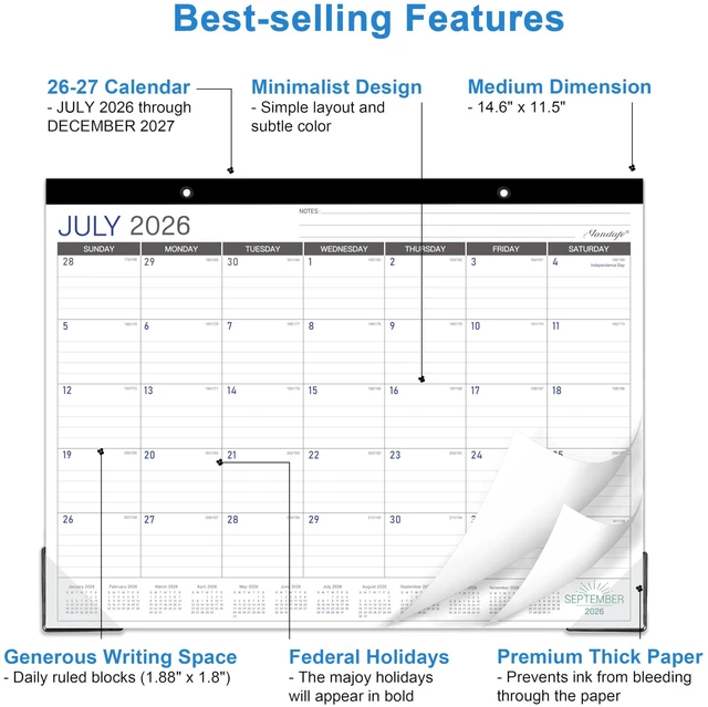 Alt view image 2 of 7 - Jul 2026 - Dec 2027 Desk/Wall Calendar, 14.6" x 11.5"