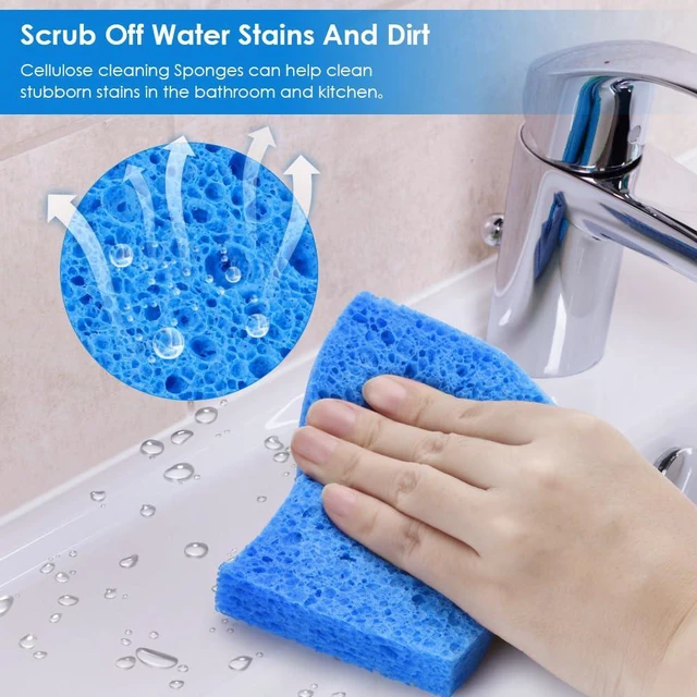 Alt view image 2 of 7 - 8PCS Blue Dish Washing Kitchen Sponge, Compressed Pack, Save Space