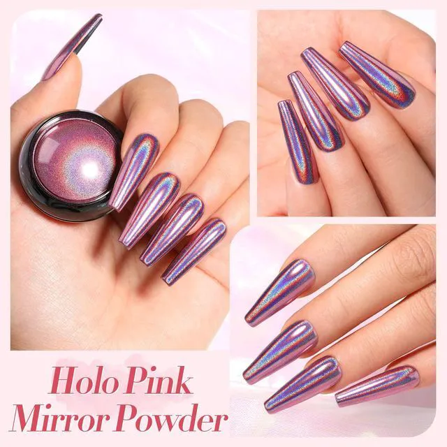 Alt view image 4 of 6 - BORN PRETTY Chrome Nail Powder Metallic Mirror Holographic Powder