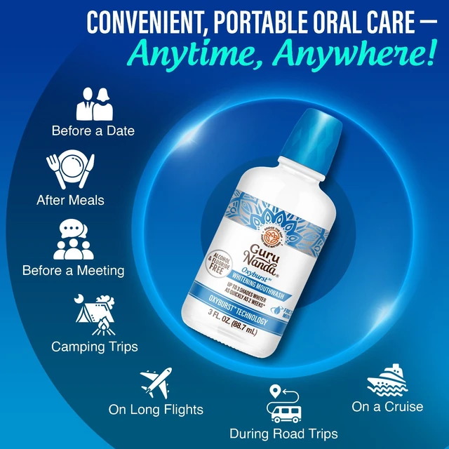 Alt view image 2 of 6 - GuruNanda Travel Mouthwash Teeth Whitening with Hydrogen Peroxide Mint 3oz