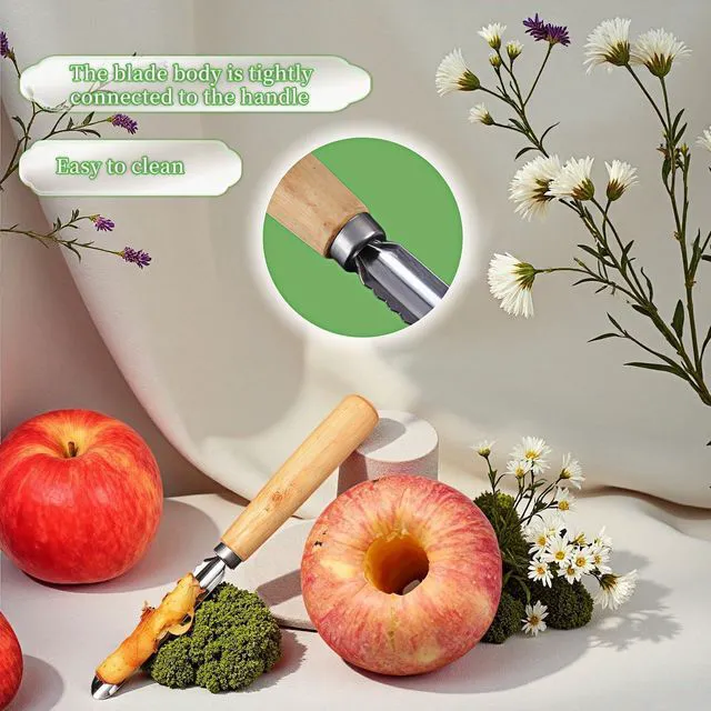 Alt view image 7 of 7 - 2-Pack Stainless Steel Vegetable Corer 8" with Wood Handle for Zucchini, Apples, Eggplant - Hollow Out for Stuffing