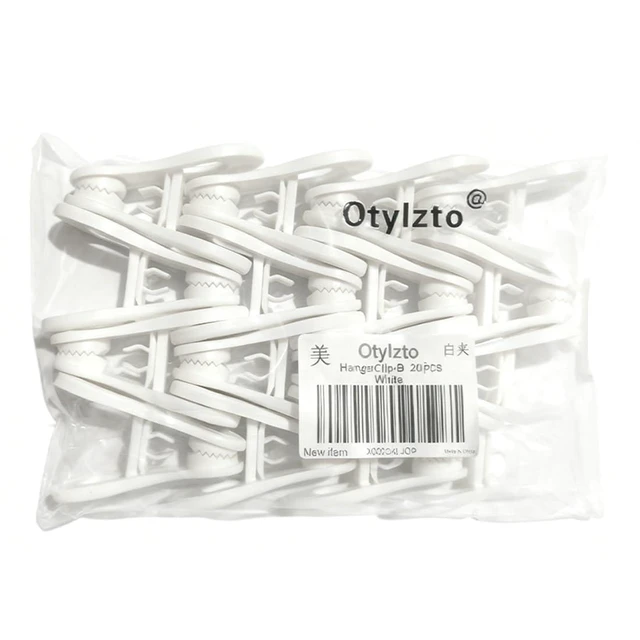 Alt view image 4 of 4 - Otylzto 20PCS White Multi-Purpose Standard Plastic Hanger Clips