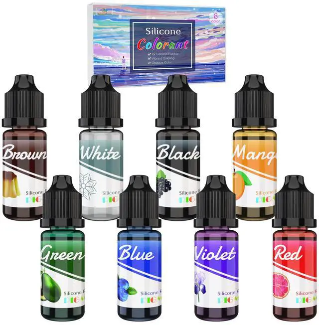 Main image of 8 Colors Liquid Silicone Rubber Pigment, Vibrant Silicone Coloring Dye