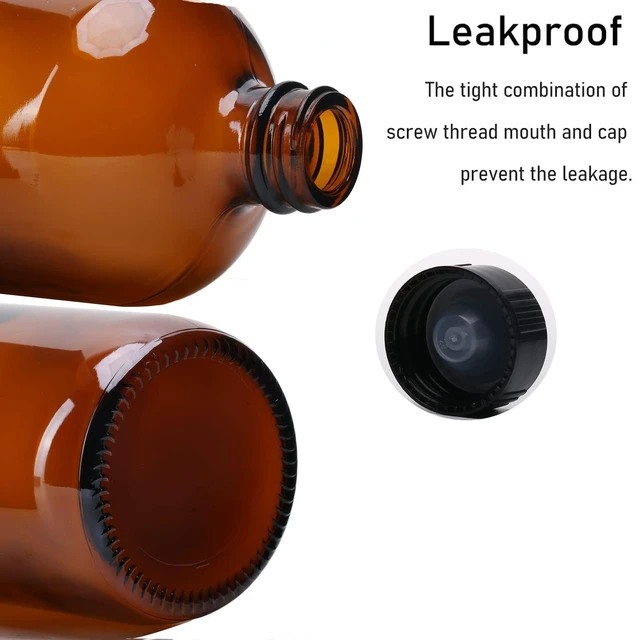 Alt view image 6 of 7 - 2pcs 16oz Amber Glass Boston Round Bottles with Air Tight Seal Phenolic Poly Cone Caps for Secondary Fermentation, Storing Condiment, Homemade Essential Oils, Plant, Kitc