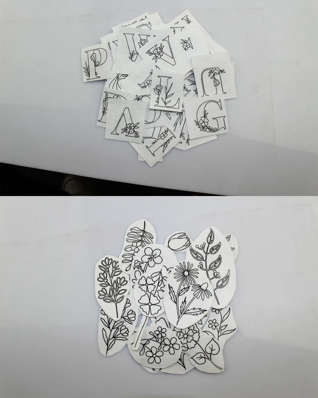 Alt view image 2 of 6 - 102pcs Water Soluble Hand Sewing Stabilizers, Embroidery Stick and Stitch Wash Away Paper, Flower Patterns, Letter & Flower, for Beginners