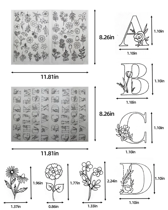 Alt view image 6 of 6 - 102pcs Water Soluble Hand Sewing Stabilizers, Embroidery Stick and Stitch Wash Away Paper, Flower Patterns, Letter & Flower, for Beginners