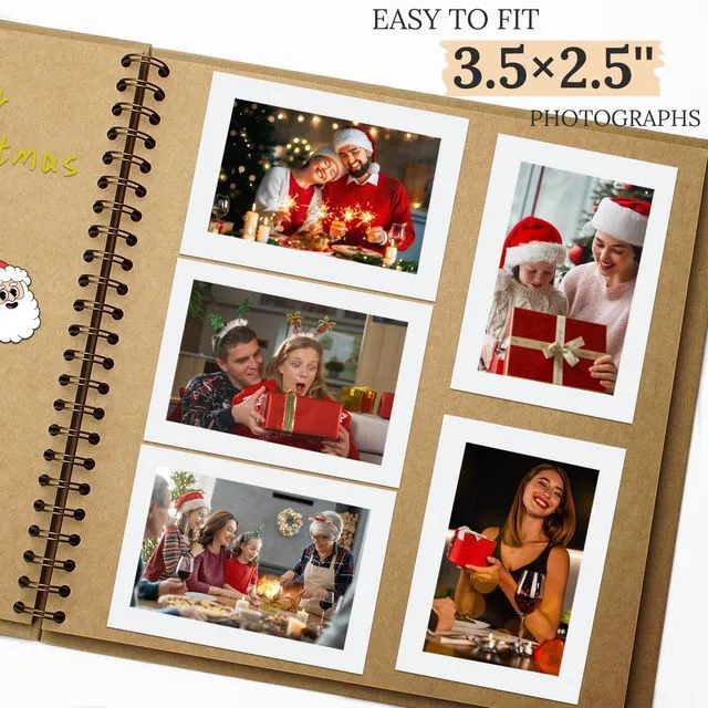 Alt view image 4 of 6 - Scrapbook Photo Album 8"x8" 20 Sheets 40 Pages Hardcover Kraft Paper Khaki