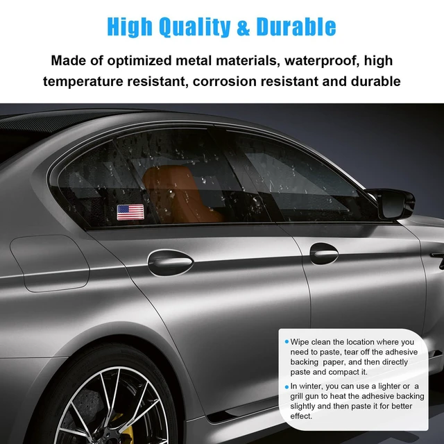 Alt view image 5 of 6 - Dickno 2PCS American Flag 3D Metal Decal, Aluminum Alloy Car Emblem Stickers, Universal Exterior Decor Accessories for Car SUV (Red Flag)