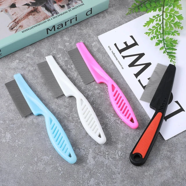 Alt view image 2 of 7 - Yolev 4 Pcs Stainless Steel Fine Tooth Dandruff Comb for Lice, Thick, Dry, Curly Hair - Adult Unisex - Pink, Blue, White, Black