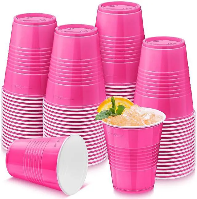 Main image of Kochorie 50 Pack Hot Pink Disposable Plastic Cups 12-Ounce Drinking Cups for Wedding Birthday Graduation Christmas Parties, Picnics Events