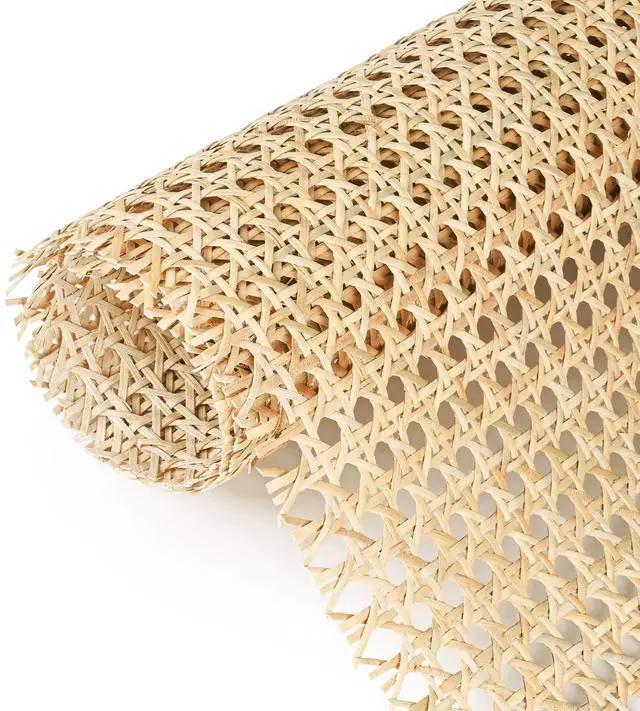 Main image of 14" Width x 3.3 Feet Cane Rattan Webbing Roll, Natural Pre-Woven Open Mesh Cane Webbing for Furniture, Chair, Cabinet, Ceiling, Bed Door