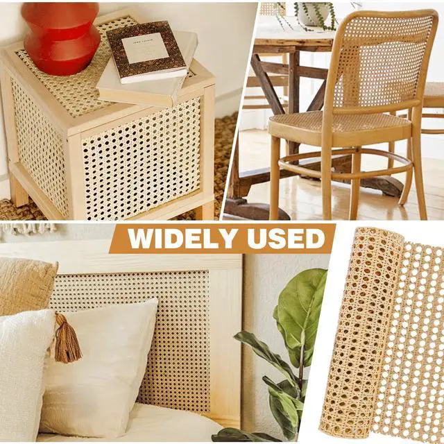 Alt view image 6 of 6 - 14" Width x 3.3 Feet Cane Rattan Webbing Roll, Natural Pre-Woven Open Mesh Cane Webbing for Furniture, Chair, Cabinet, Ceiling, Bed Door