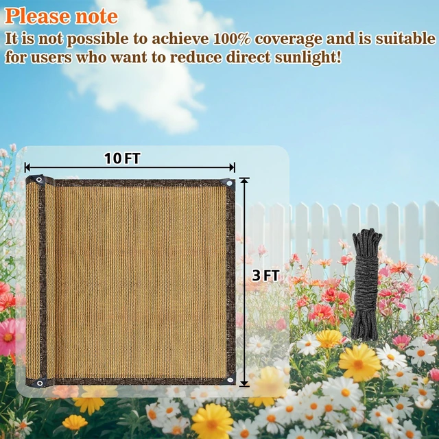Alt view image 5 of 7 - RAINFLOW 3'x10' Brown Outdoor Balcony Privacy Screen