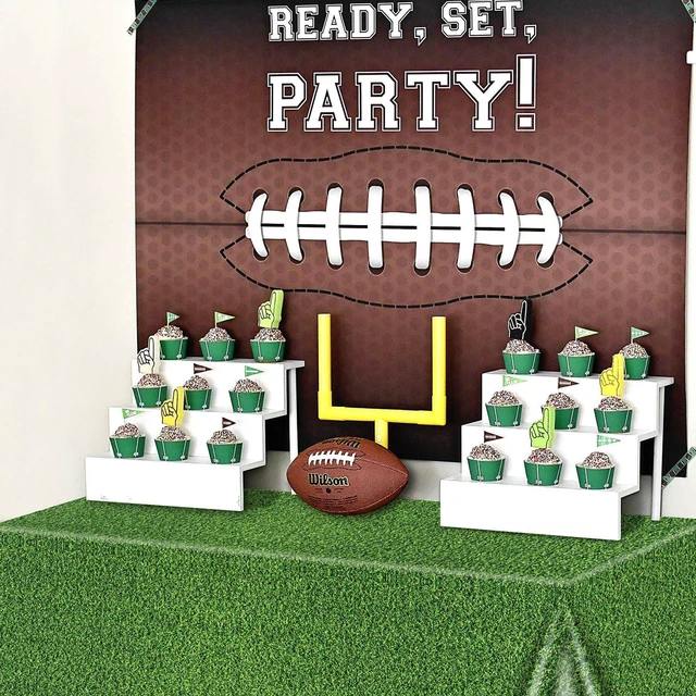 Alt view image 2 of 7 - 4Pcs Green Grass Field Rectangular Tablecloths, 86.6"x51.2", for Jungle Woodland Golf Soccer Football Sports Party