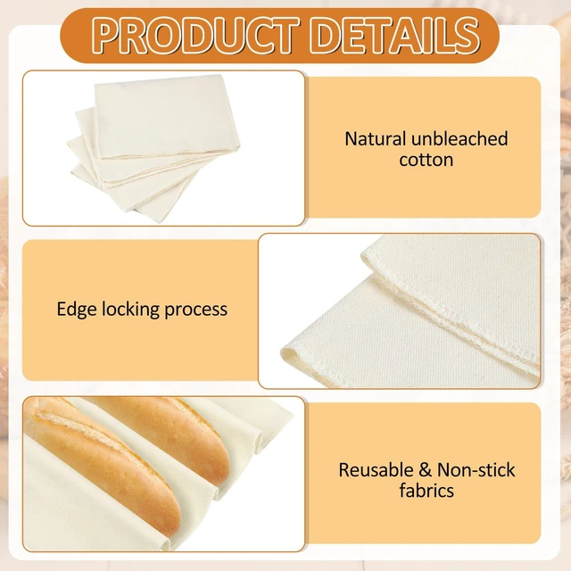 Alt view image 6 of 7 - Ninsula 4PCS 14x18.8 Inch Reusable Thick Tea Towels for Sourdough Proofing, Baking, Bread Cloth for Baguettes, Pastry, Loaves