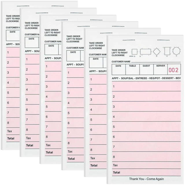 Main image of Pink Server Note Pads, Guest Checks Books, 6 Pack