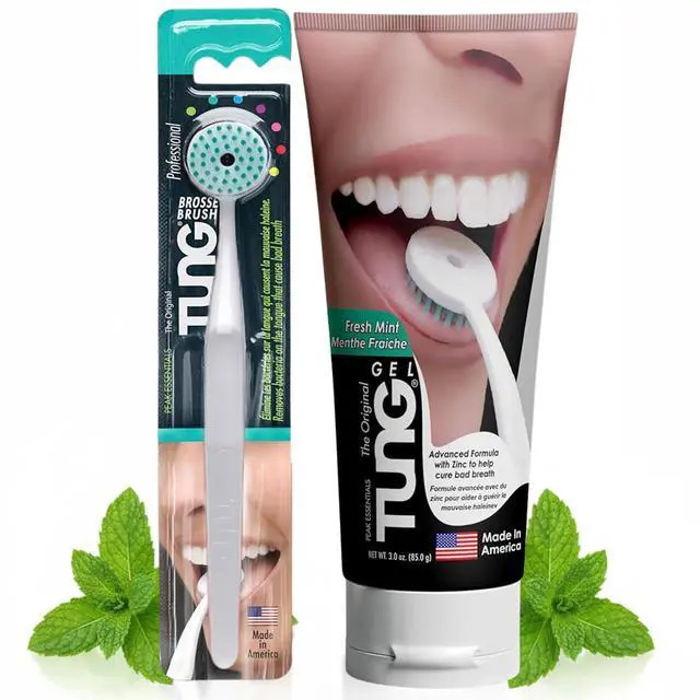 Main image of Tung Tongue Cleaning Kit with Brush and Gel for Fresh Breath, USA Made