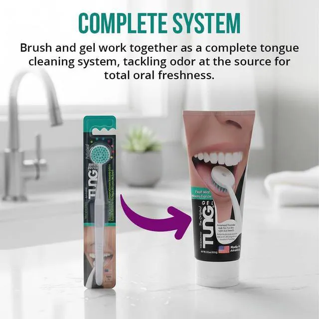 Alt view image 2 of 6 - Tung Tongue Cleaning Kit with Brush and Gel for Fresh Breath, USA Made
