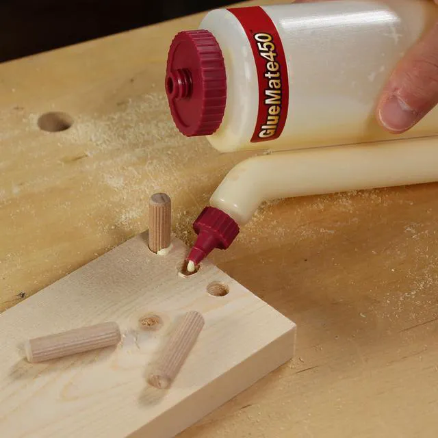 Alt view image 2 of 5 - Milescraft 5222 Glue Mate Precision Wood Glue Bottle, 150ml (5oz), Anti-Drip, Dowel and Biscuit Tips Included, Easy Flow Multi-Chamber Design, Ideal for Woodworking