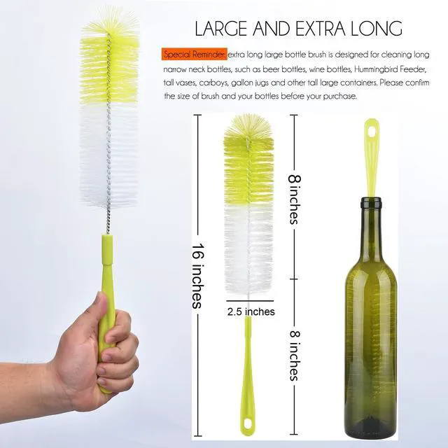 Alt view image 5 of 7 - ALINK 16inch Long Bottle Brush Cleaner for Washing Wine, Beer, Sport Well, Thermos, Glass, Hummingbird Feeder and Long Narrow Neck Sport Bottles