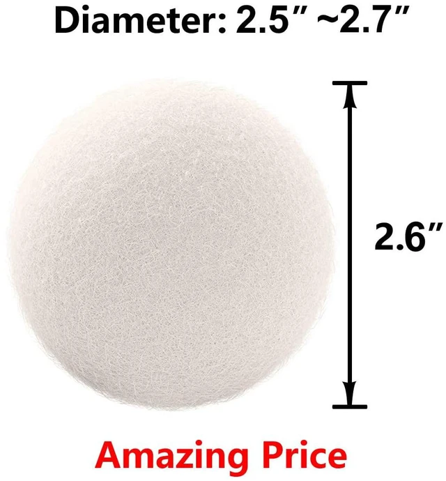 Alt view image 2 of 3 - Otylzto Wool Dryer Balls 6-Pack, Reusable Natural Fabric Softener, Reduce Wrinkles, Faster Drying, Eco-Friendly