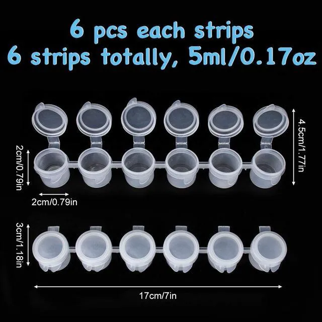 Alt view image 5 of 6 - 36 Empty Paint Pots with Lids, 5ml/0.17oz Clear Storage Containers for Arts Crafts, Kids, Classroom, School, Summer Camp