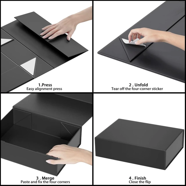Alt view image 4 of 6 - Black Magnetic Closure Gift Box, 11.9 x 8.5 x 3.3 Inches