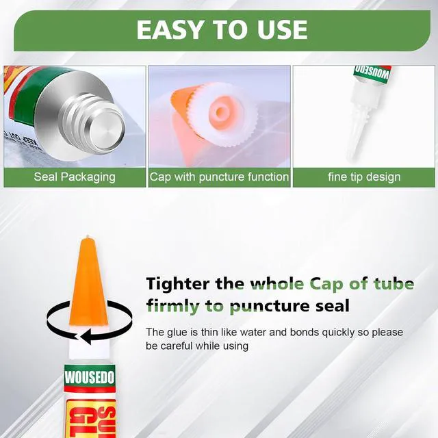 Alt view image 4 of 6 - WOUSEDO 12 x 3g Super Glue Clear, Fast Drying Cyanoacrylate (CA)