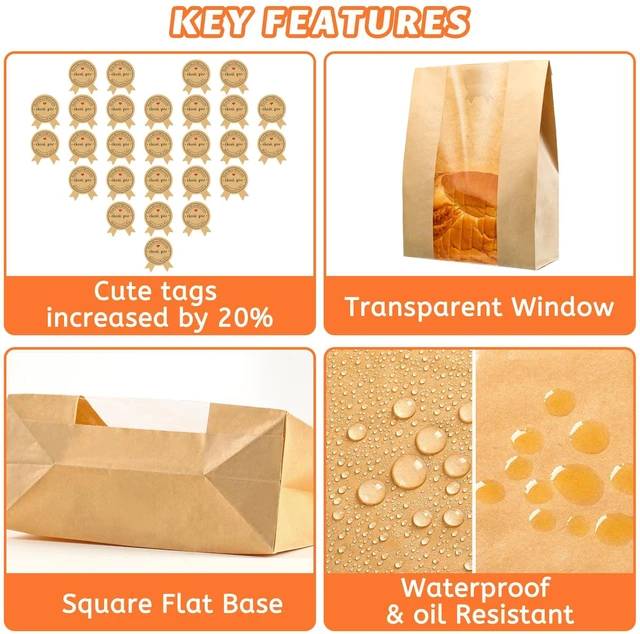 Alt view image 2 of 6 - 50 Pcs Bread Bags 50% Thicker with Window for Homemade Sourdough Bread