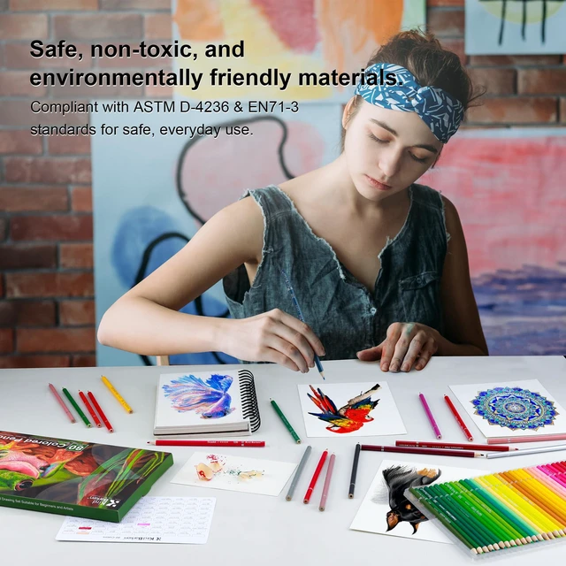 Alt view image 4 of 7 - 80 Oil-Based Soft Core Colored Pencils Set for Adult Coloring Books, Professional Art Gifts for Artists, Beginners and Adults