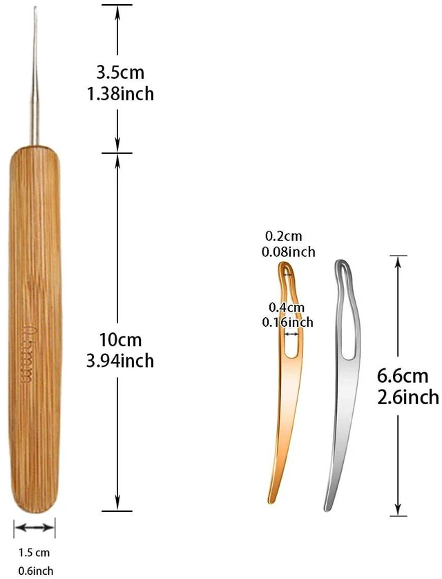 Alt view image 2 of 6 - 5 Pieces Dreadlock Crochet Hooks, Loc Needle Interlocking Tool 0.5mm
