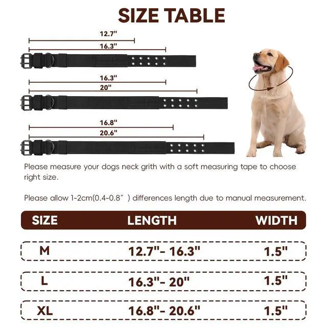 Alt view image 4 of 7 - Heavy Duty Adjustable Tactical Dog Collar for Large Dogs