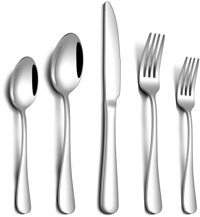 Main image of PHILIPALA 20 Piece Stainless Steel Silverware Set for 4, Food Grade Novelty Cutlery with Knife Fork Spoon, Mirror Polished, Dishwasher Safe
