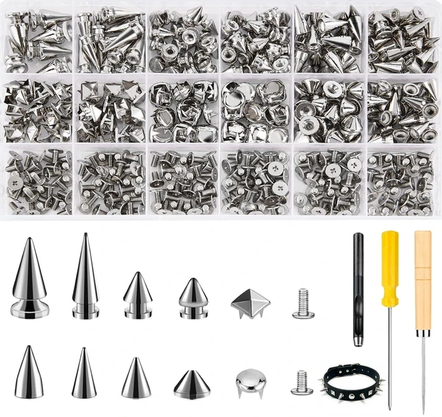 Main image of Craluuur 455-Piece Studs and Spikes Kit Punk Metal for Clothing
