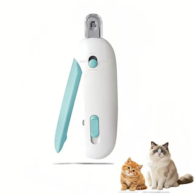 Main image of Cat Nail Clippers, Adjustable, with Safety Guard & Hidden File, Splash-Proof Painless Blue Claw Scissors for Kittens & Indoor Cats