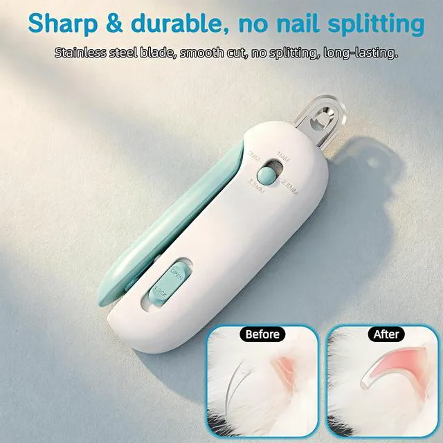 Alt view image 7 of 7 - Cat Nail Clippers, Adjustable, with Safety Guard & Hidden File, Splash-Proof Painless Blue Claw Scissors for Kittens & Indoor Cats