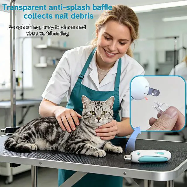 Alt view image 6 of 7 - Cat Nail Clippers, Adjustable, with Safety Guard & Hidden File, Splash-Proof Painless Blue Claw Scissors for Kittens & Indoor Cats