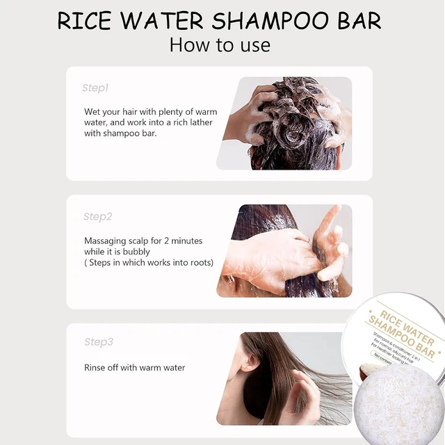 Alt view image 3 of 7 - 2 in 1 Rice Water Shampoo & Conditioner Bars, 2 Pcs Natural Solid Shampoo for Hair Improvement, Hydrating & Moisturizing Dry Hair, Reducing Frizz for Women and Men