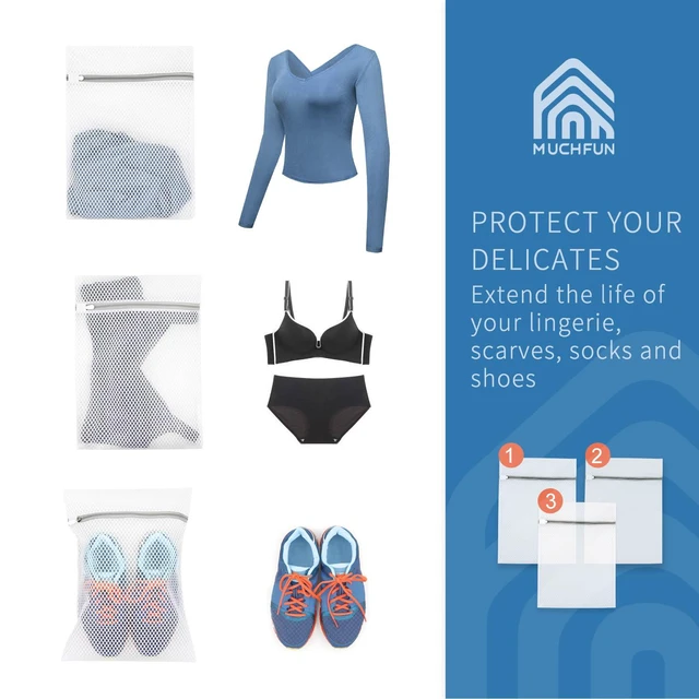 Alt view image 6 of 6 - Muchfun 3Pcs Honeycomb Mesh Laundry Bags for Delicates, 12x16Inches