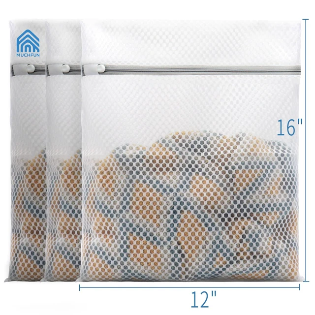 Alt view image 3 of 6 - Muchfun 3Pcs Honeycomb Mesh Laundry Bags for Delicates, 12x16Inches