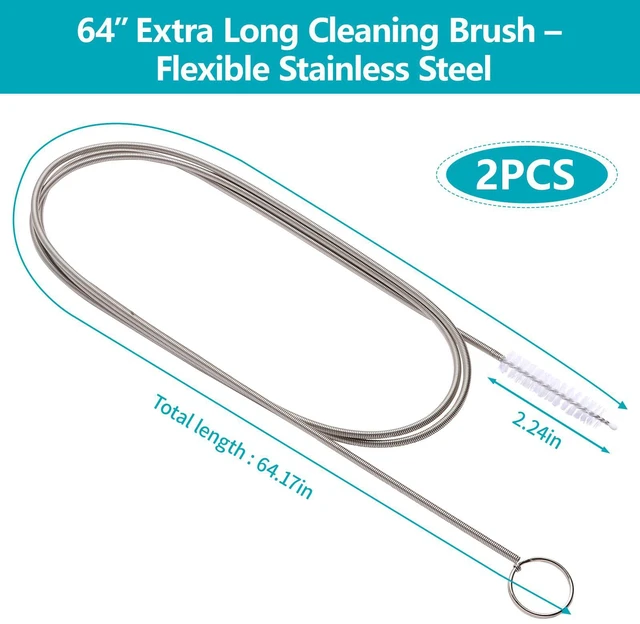 Alt view image 6 of 7 - 2 Pack Extra Long 64-Inch Flexible Sunroof Drain Cleaning Brush, Tube Cleaner for Dishwasher Drain Hose, Bathroom