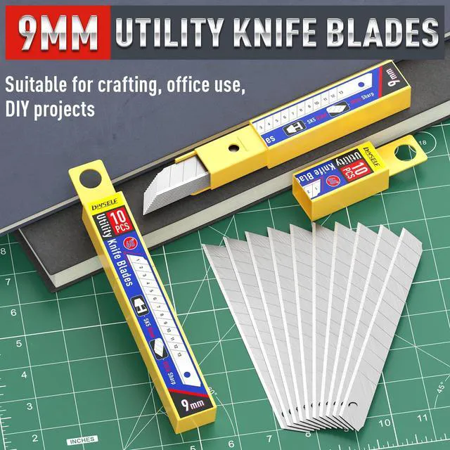Alt view image 6 of 6 - DIYSELF 100 Pack 9mm Utility Knife Blades, Box Cutter Refills (60)
