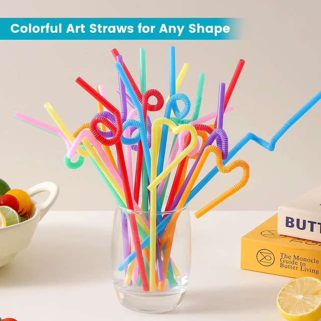 Alt view image 3 of 6 - 100 Pcs Disposable Flexible Bendy Plastic Straws, 12.8" Extra Long Colorful for Party Decorations, Fits 60 oz Tumblers & Large Cups