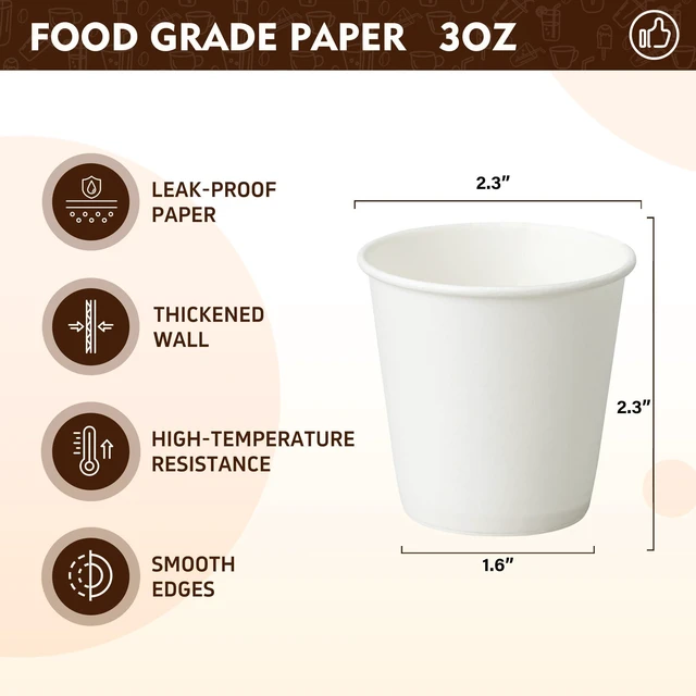 Alt view image 2 of 6 - YEEHAW 3 oz Small White Disposable Paper Cups (100 Pack)