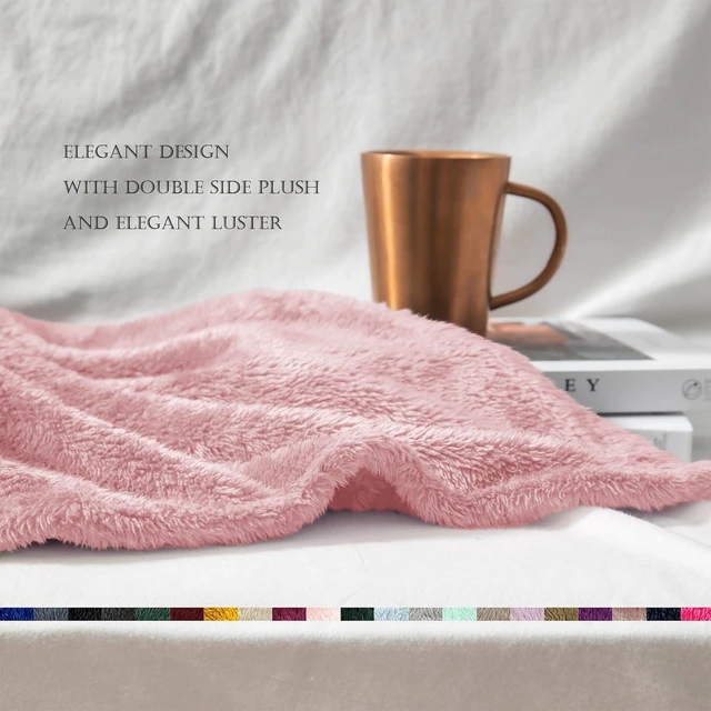 Alt view image 6 of 6 - Exclusivo Mezcla Fuzzy Large Fleece Throw Blanket for Couch, Dusty Pink